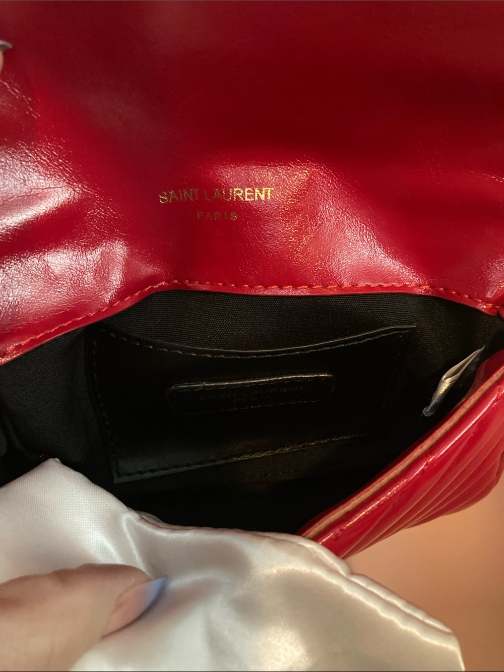 Saint Laurent Red Quilted Leather Crossbody with Gold Hardware - Picture 10 of 10